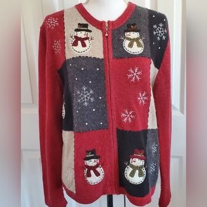Croft & Barrow Wool Angora Blend Snowman Colorblock Sweater Holiday Christmas